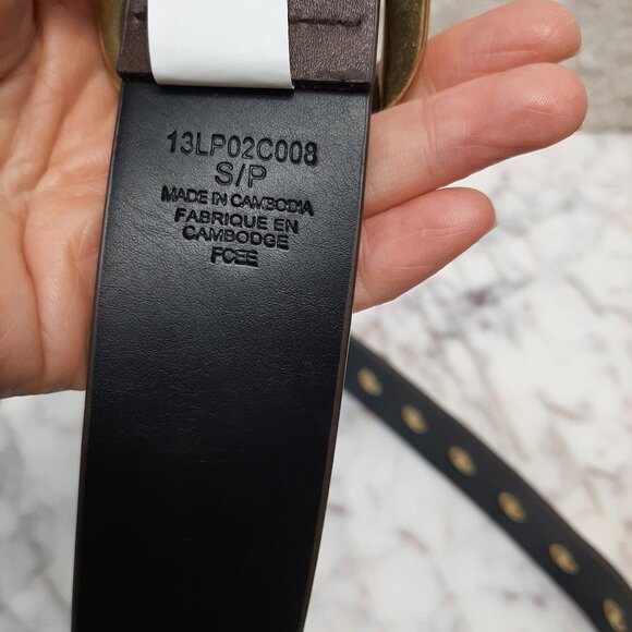 Levi's Unisex Brown/Black Faux Leather Belt w/ Gold Tone Buckle - Picture 3 of 5